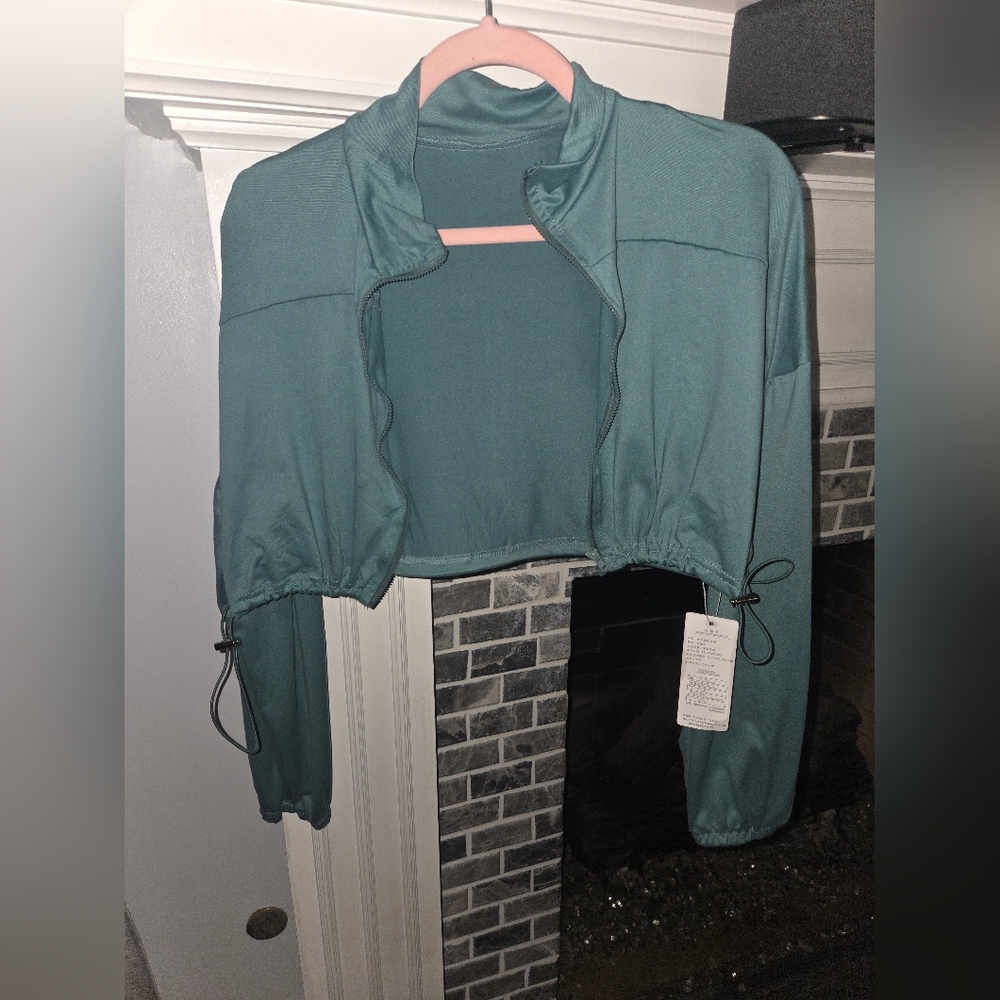 Teal Women's Cropped Jacket